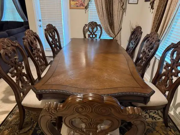 8 chair Dining table (wood)