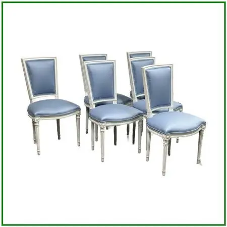 Louis Xvi Style White Washed Dining Side Chairs, Set Of Six