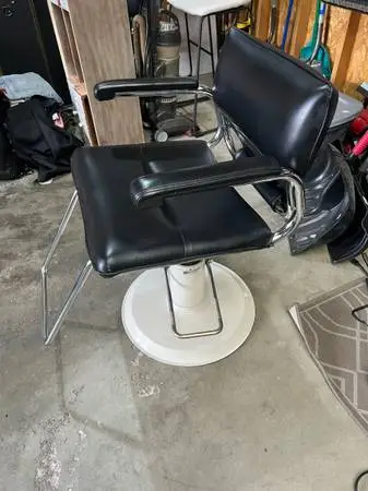 Belmont Barber Shop Adjustable Swivel Chair Black Leather