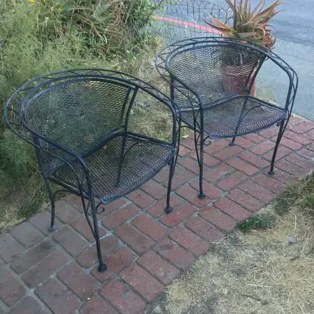 Vintage Woodard PAIR wrought iron Chairs/very high quality