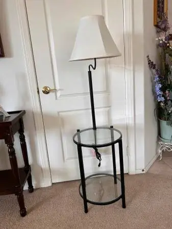 2 Tier Glass Table + Built In Lamp.