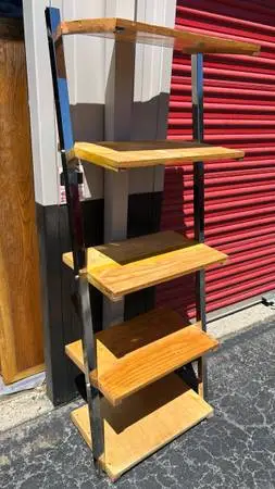 New Ladder bookshelf bookcase storage shelves solid wood/steel W24”*D15”*H68