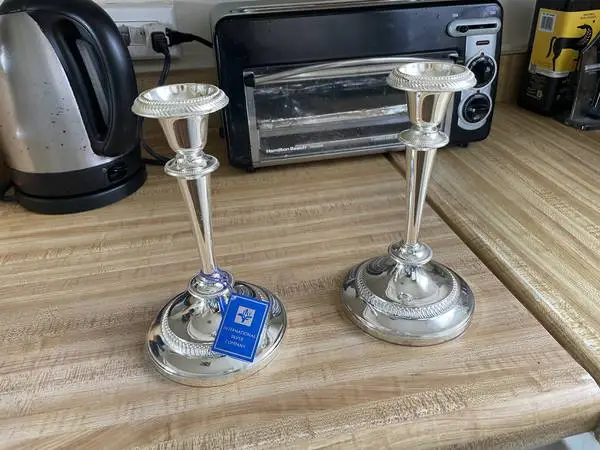 For Sale- NEW, (never used) Silver Plated Candel Stick Holders!