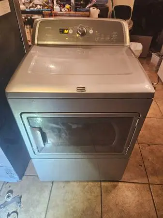 27 Maytag dryer, 7.4 cu ft, silver, electric, FULL refurbish