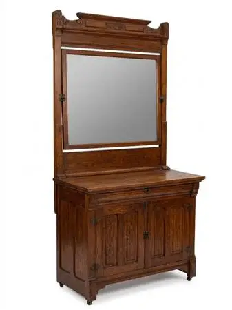Antique Oak 2pc Swing Mirror and Chest Drawers