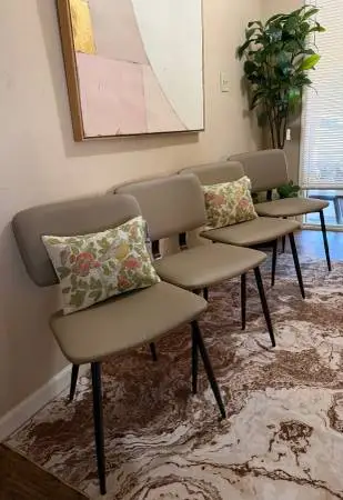 Four NEW MCM style Taupe Dining Chairs