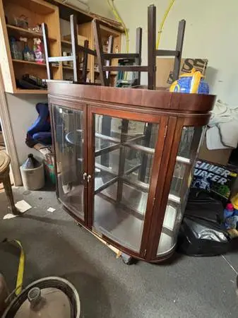 (2) Piece Vintage Brown China Cabinet