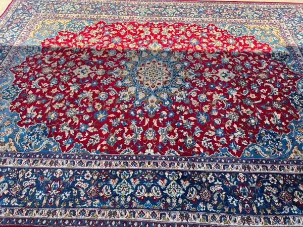Persian Isfahan Rug 10x14 Vintage 1970s