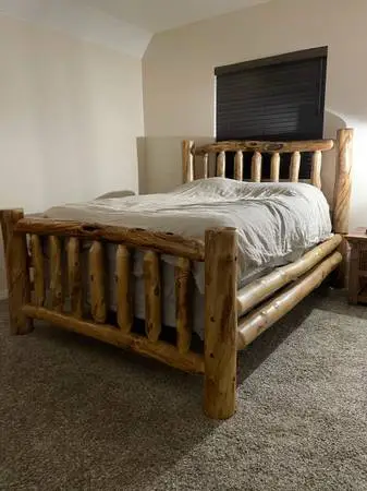 Beautiful Queen Lodge Pole Bed