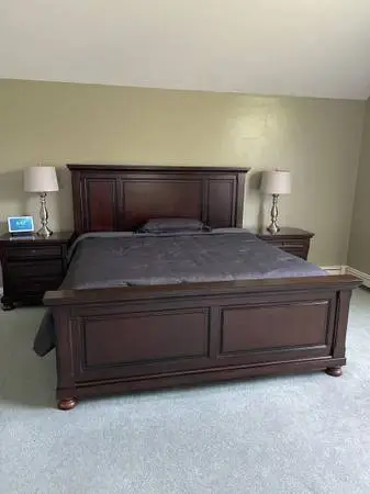 King size Ashley Furniture wood beeroom set