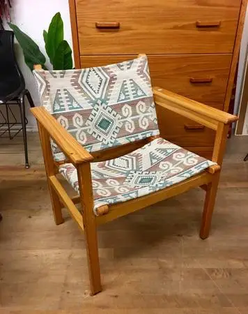 Modern Wood and Canvas Sling Chair