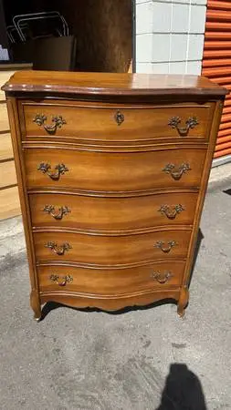 Vintage Mid-Century French Provincial style tall chest golden brown L35”*D18