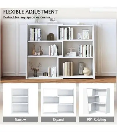 White extendable bookcase