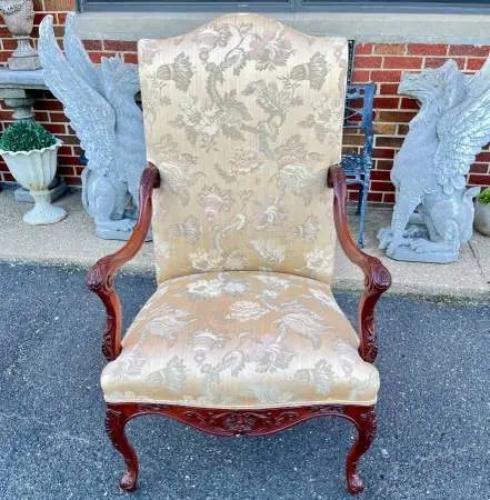 Taylor King Antique French Mouton Oak Chair Reupholstered