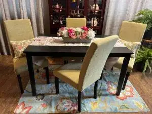 Black Table and four NEW Pear Chairs-PRICE REDUCED!