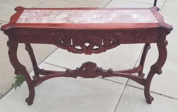 Cherry Marble Top Hall Table