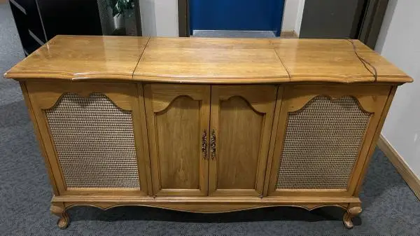vintage wood stereo console record player cabinet tv stand entertainment center
