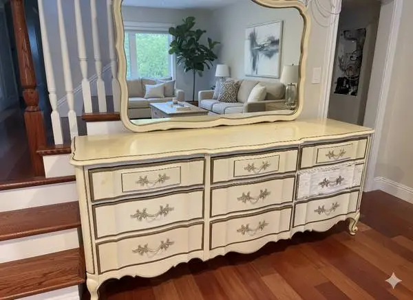 Vintage French Provincial Triple Dresser & Carolina Mirror-Solid Wood