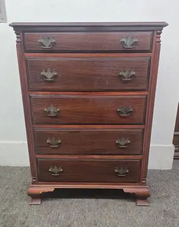 Mid Century 1950s Solid Mohogany Chest of Drawers