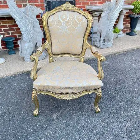 French Style Gilt Wood Arm Chair