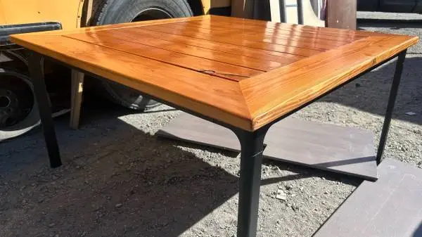 Large square conference table work table solid pine wood metal frame L58”*H30