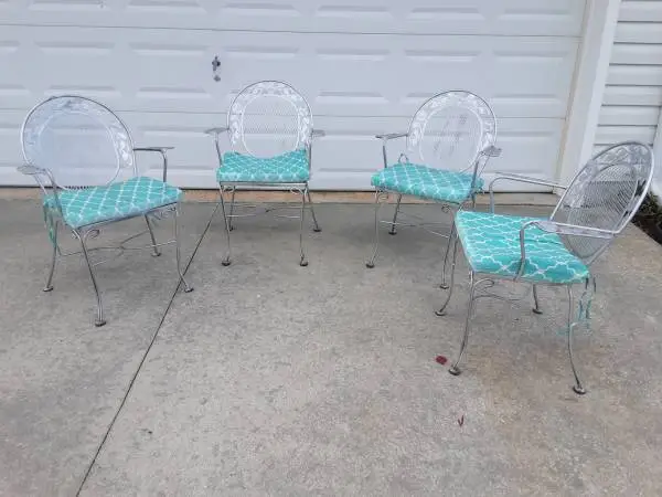 Heavy Duty Wrought Iron Chairs with Cushions