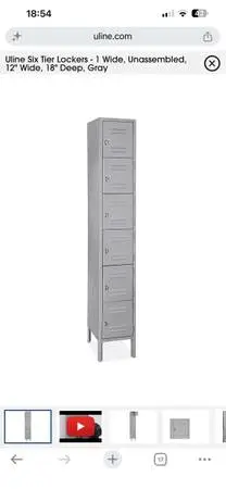 Uline metal Locker office locker Gray L12”*D18”*H78”(address in descriptio