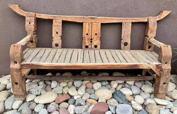 Rustic western teak bench