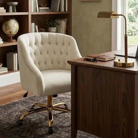 Karat Homes Ivory Tufted Task Chair