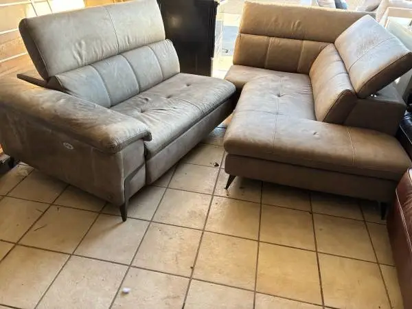 POWER RECLINER GRAY ITALIAN LEATHER SECTIONAL FROM COPENHAGEN
