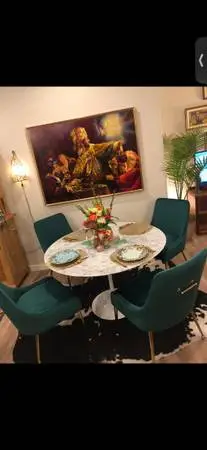 Round marble top dining table