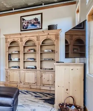 Shelves & Library Wall with Base Cabinet