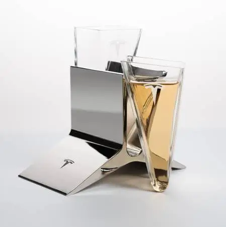 New Tesla Sipping Glasses w/ Metal Stand Set Shot Glass