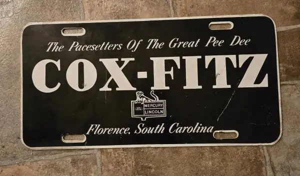 Cox-Fitz Ford Lincoln Mercury Dealer Booster Plate (metal)