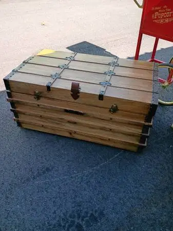 Rustic wooden storage trunk