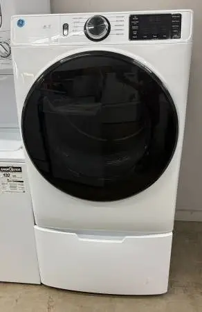 *Scratch & Dent* NEW GE Smart Electric Dryer w/ Pedestal GFD55ESSN3WW