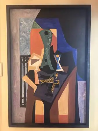 Mid Century Modern Oil Painting Abstract Still Life After Picasso MCM