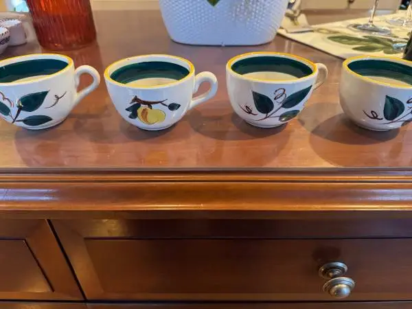 Stangl Coffee Cups and Saucers - Vintage Fruit Pattern