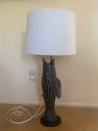 Fish Ceramic Pottery Lamp Vintage
