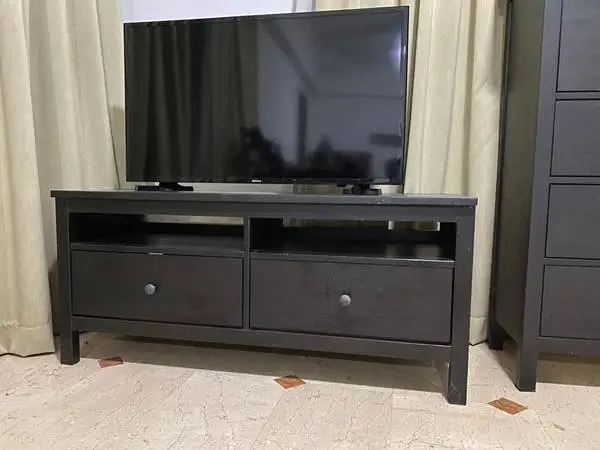 Ikea Hemnes TV Unit Black/Brown 60W x 18.5D x 22.5H