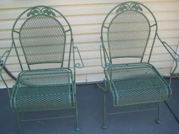 2 wrought iron coil spring rockers