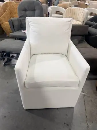 Kinwell White Down Cushion Rolling Dining Armchair (Set Of 2)