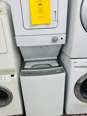 New Open Box 24”Whirlpool Stackaed Landery Center / Electric Dryerone year M
