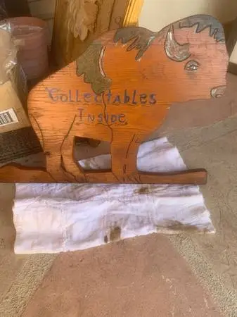 Buffalo Shaped Handmade Wood Sign