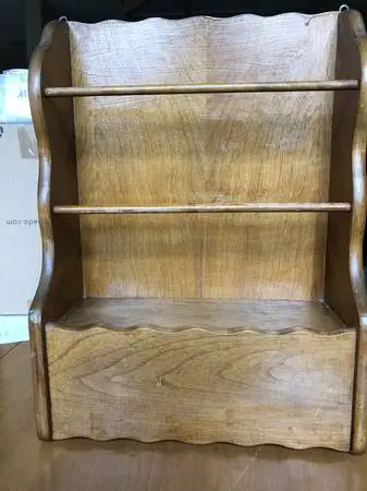 Vintage Solid Maple Wall Hanging Shelf Rack