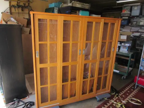 All wood display cabinet-glass doors