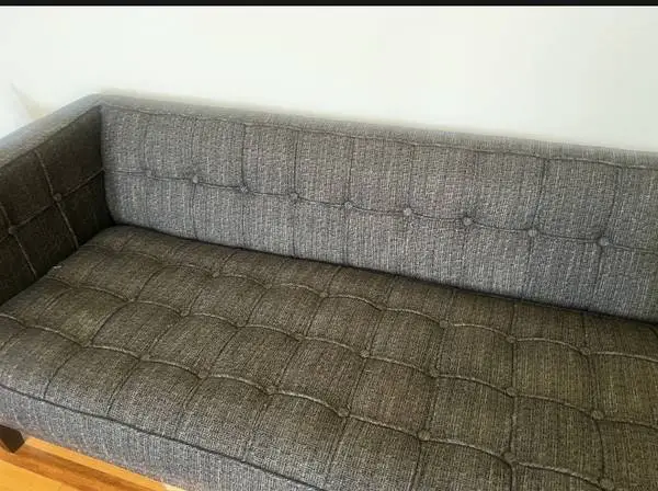 Modern Tufted Upholstered Couch Sofa in Dark Grey 7.5 Feet Long