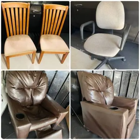 Leather mini recliner and chairs