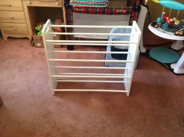 White Wood Shoe Rack / Toy Storage Organizer