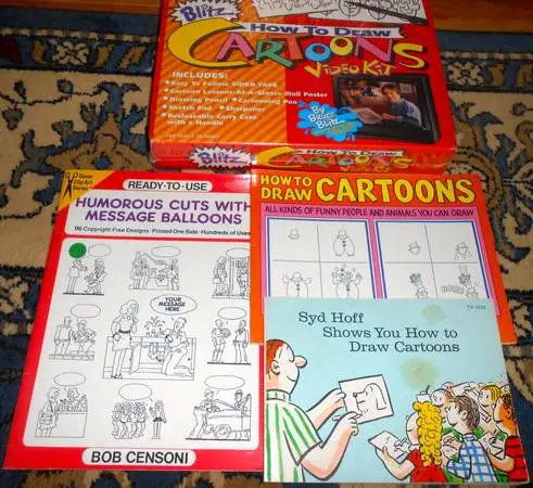 HOW TO DRAW CARTOONS Comics 3 Books MIB Blitz KIT Balloons FUNNY STUFF
